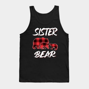 Sister Bear Red Plaid Christmas Pajama Matching Family Gift Tank Top